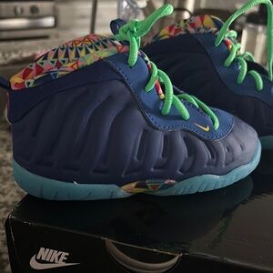 Nike Blue and Green Foamposite Sneakers